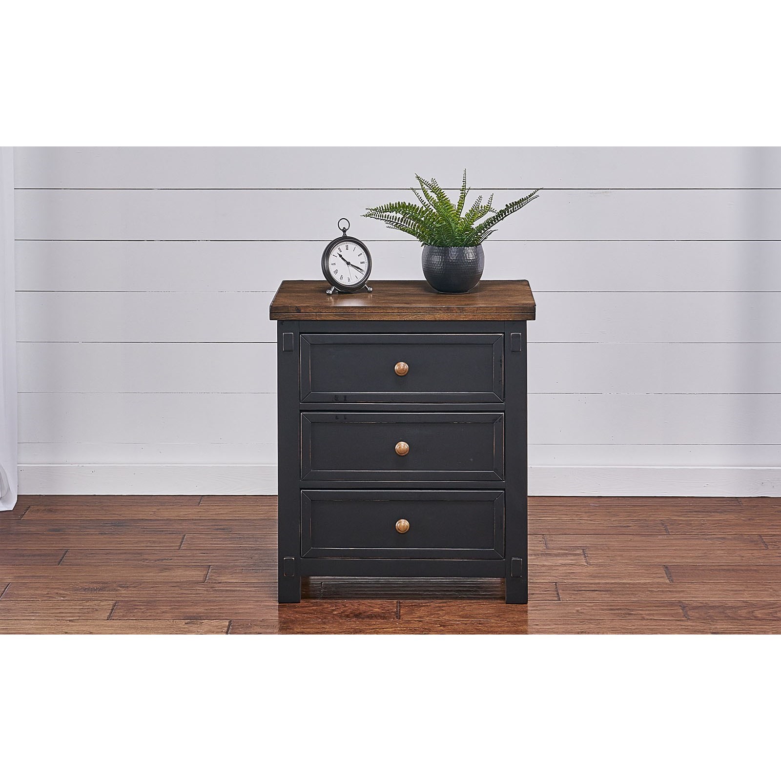AA Spencer Rustic 3Drawer Nightstand with USB Port Walker's